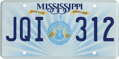 MS license plate JQI312