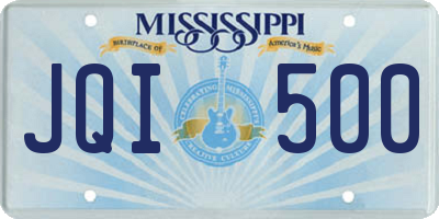 MS license plate JQI500