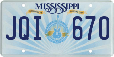 MS license plate JQI670