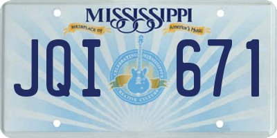 MS license plate JQI671