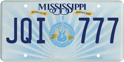 MS license plate JQI777