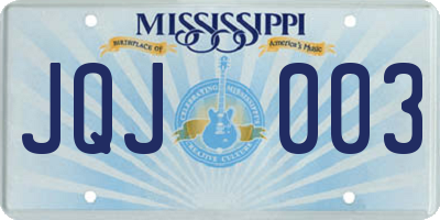 MS license plate JQJ003