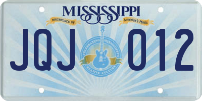 MS license plate JQJ012
