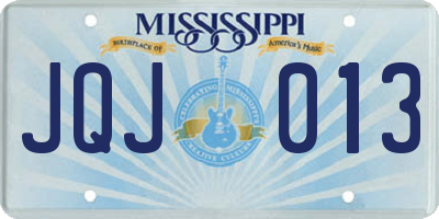 MS license plate JQJ013