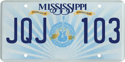MS license plate JQJ103