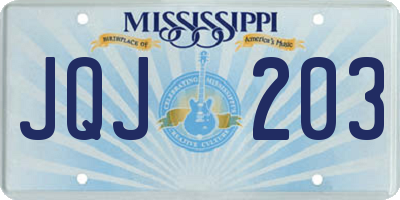 MS license plate JQJ203