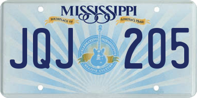 MS license plate JQJ205