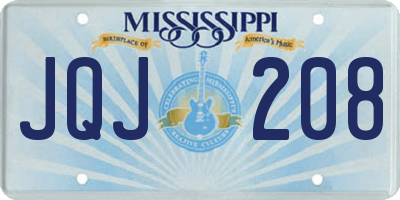 MS license plate JQJ208