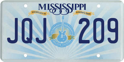 MS license plate JQJ209