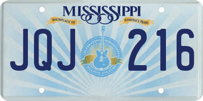 MS license plate JQJ216