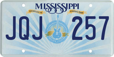 MS license plate JQJ257