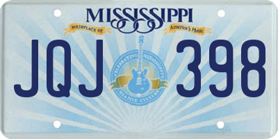 MS license plate JQJ398