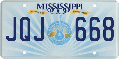 MS license plate JQJ668