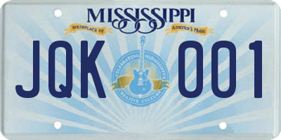 MS license plate JQK001