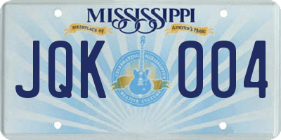 MS license plate JQK004