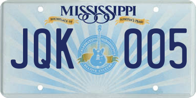 MS license plate JQK005