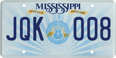 MS license plate JQK008