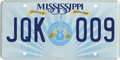 MS license plate JQK009