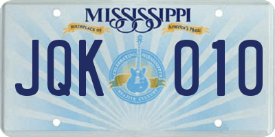 MS license plate JQK010