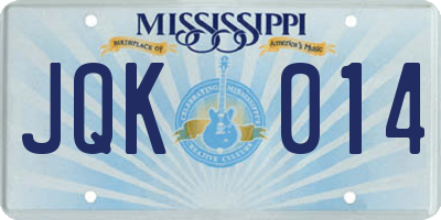 MS license plate JQK014