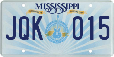 MS license plate JQK015