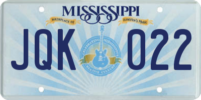 MS license plate JQK022