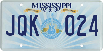 MS license plate JQK024