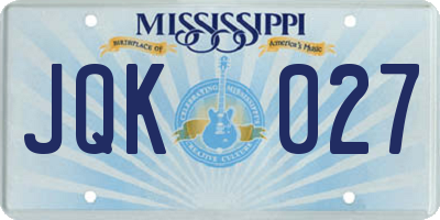 MS license plate JQK027