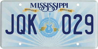 MS license plate JQK029