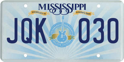 MS license plate JQK030