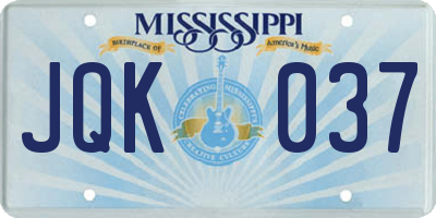 MS license plate JQK037