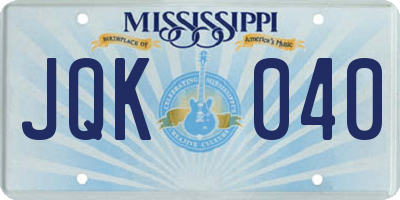 MS license plate JQK040