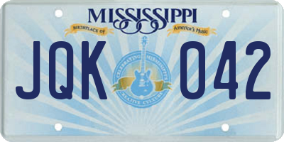 MS license plate JQK042