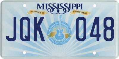 MS license plate JQK048