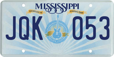 MS license plate JQK053