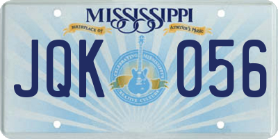 MS license plate JQK056