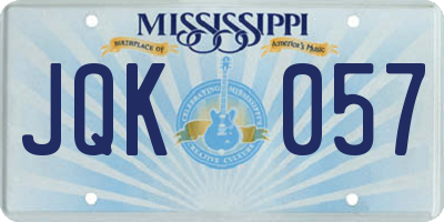 MS license plate JQK057