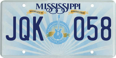 MS license plate JQK058