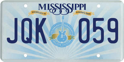 MS license plate JQK059