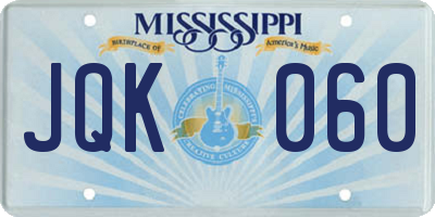 MS license plate JQK060
