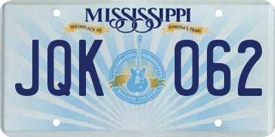 MS license plate JQK062