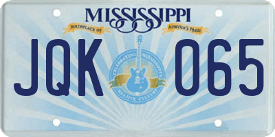 MS license plate JQK065
