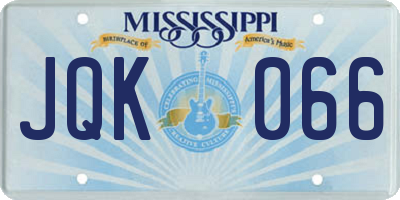 MS license plate JQK066