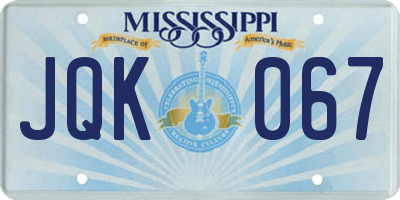 MS license plate JQK067