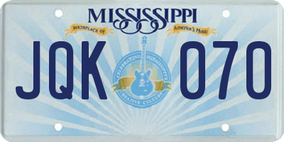 MS license plate JQK070