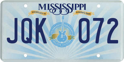 MS license plate JQK072