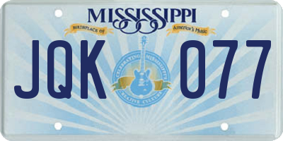 MS license plate JQK077