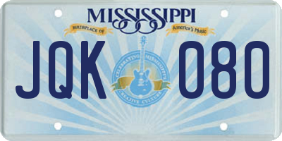 MS license plate JQK080