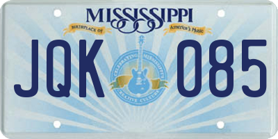 MS license plate JQK085
