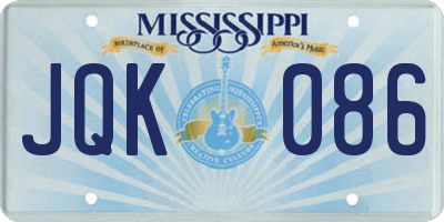 MS license plate JQK086